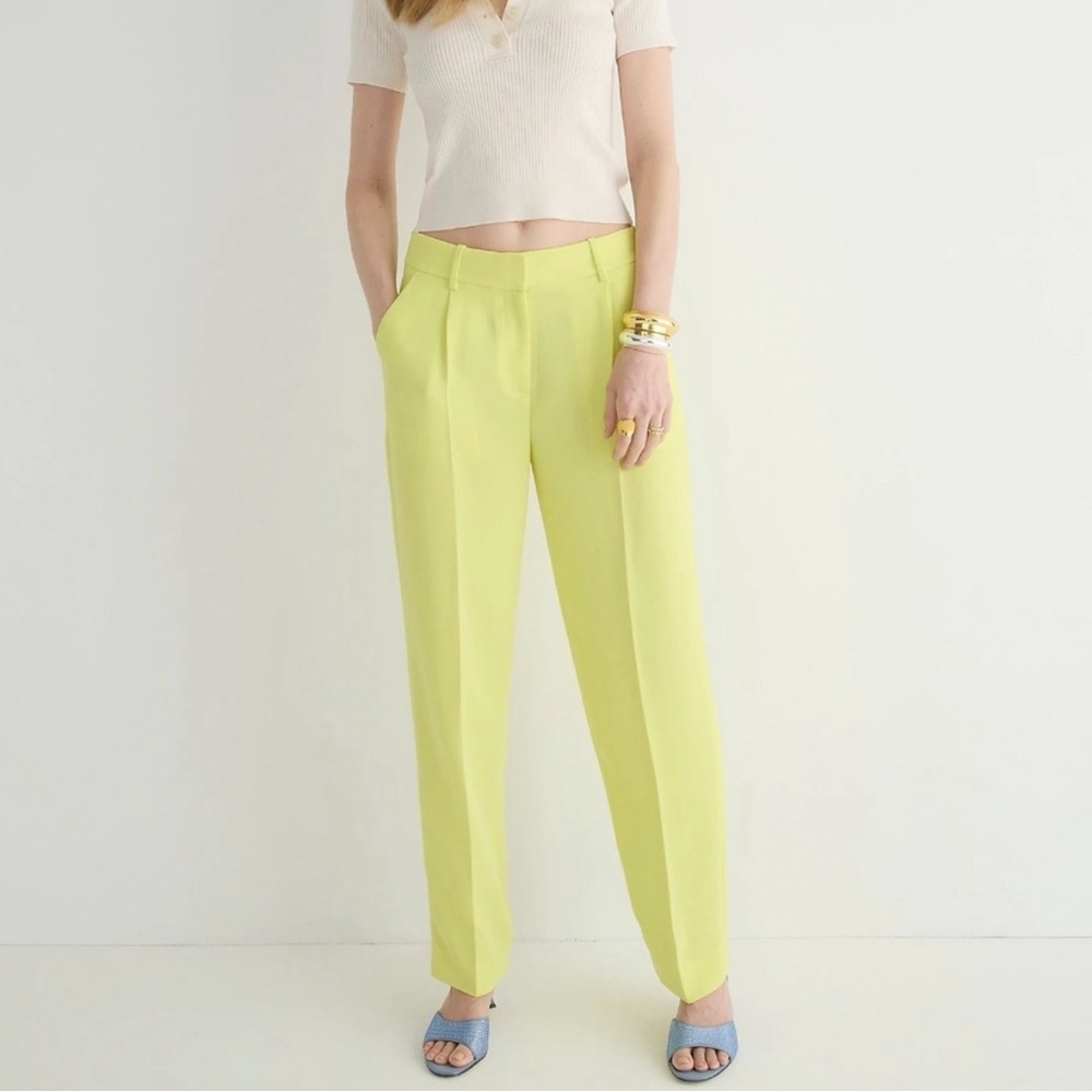 NWT J.Crew Essential City Crepe Pant Size 10 Lemon Sorbet